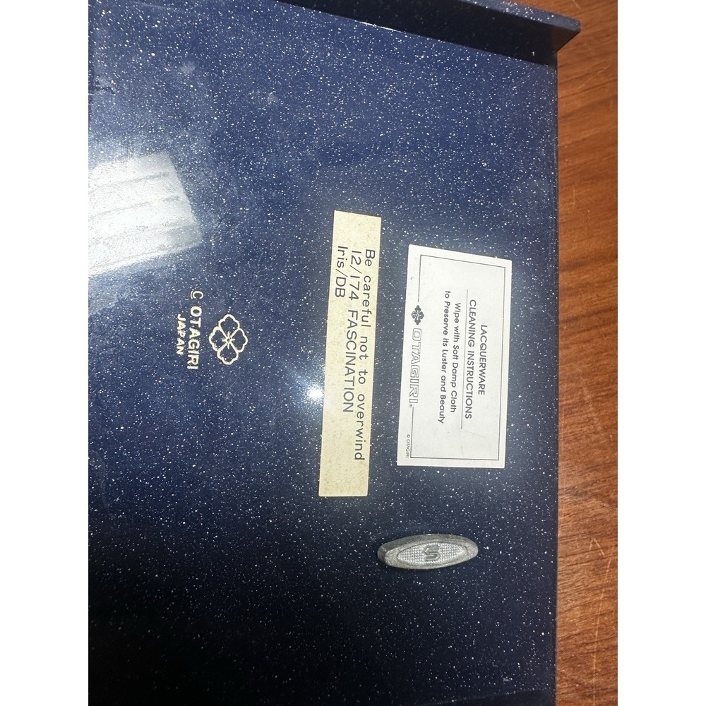 Vintage Otagiri Japan Blue Iris Lacquer Jewelry Box Mirror Fascination 12" Video - Picture 2 of 5